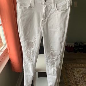 High waisted, fashion nova, white, distressed jean